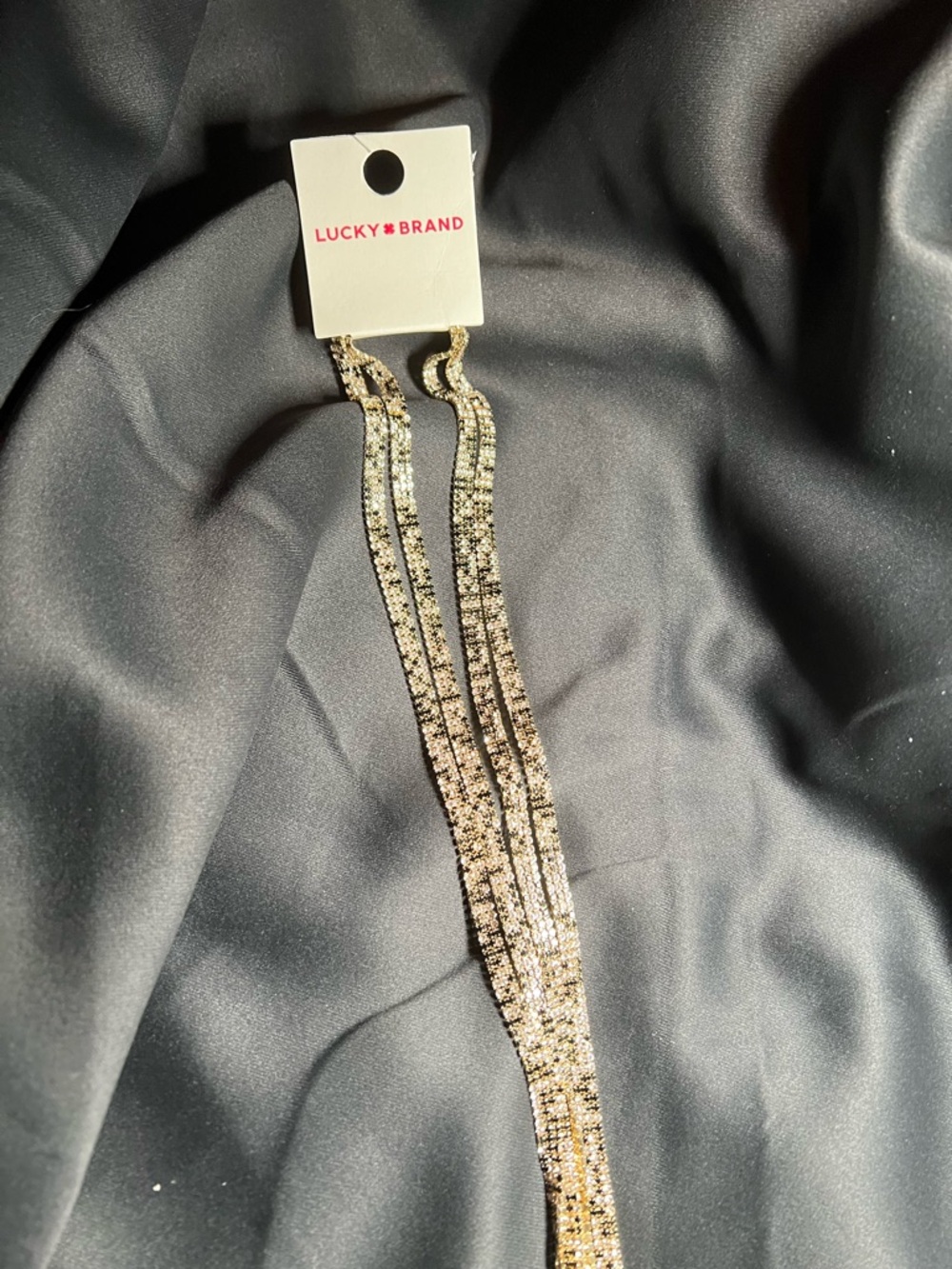 Lucky Brand Gold and Clear/Black Crystal Layered Necklace